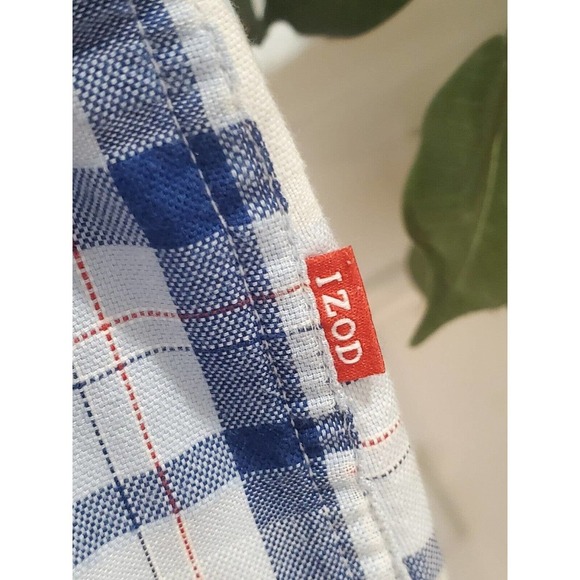 Izod Men's White & Blue Cotton Collared Half Sleeve Casual Button Down Shirt 2XL - Picture 6 of 12